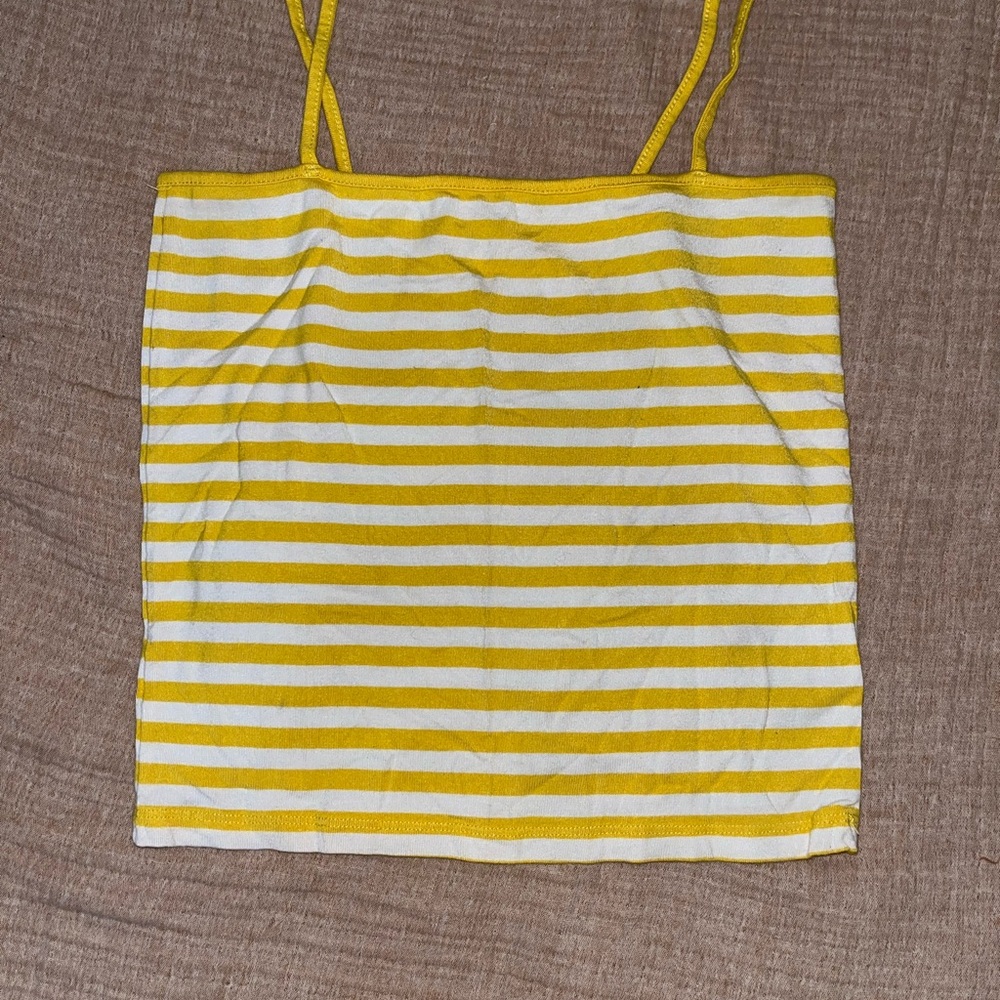 Zine Clothing Yellow and White Striped Cropped Camisole
